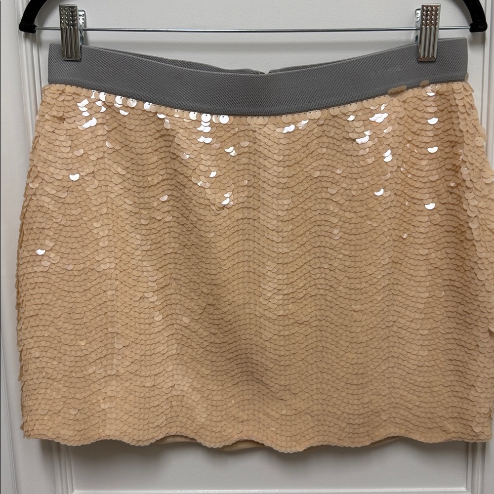 BCBGMaxAzria Beige Sequin Mini Skirt